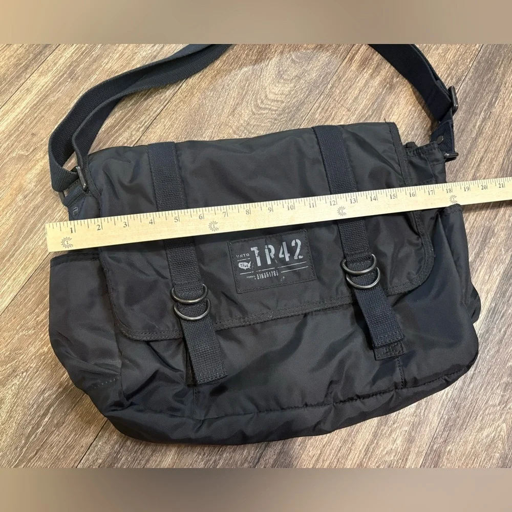 Fossil Messenger Computer Bag Black Adjustable Travel Nylon Utility